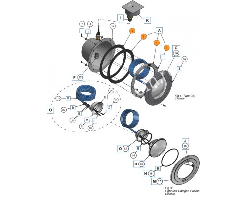 Фланец-кольцо прожектора с резиновыми прокладками и винтами Pahlen (633301)