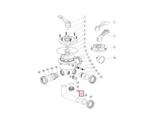 Колено 6-ти позиционного клапана Aquaviva S / SP / MFS 1.5" (125мм)