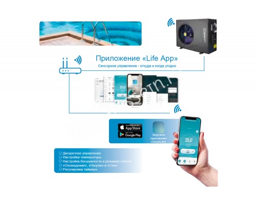 Тепловой насос для бассейнов (29 кВт 380 В) EVI Turbo Inverter Pushing Air Tech WE-29