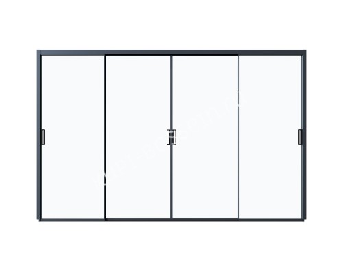 Стеклянная панель 2.35*3 м на 2х направляющих c рамкой