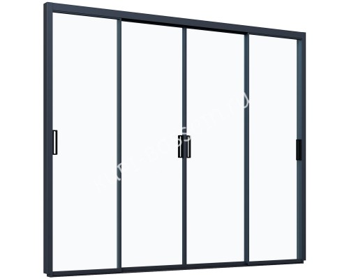 Стеклянная панель 2.35*3 м на 2х направляющих c рамкой