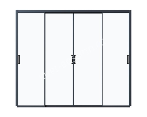 Стеклянная панель 2.35*3 м на 2х направляющих c рамкой