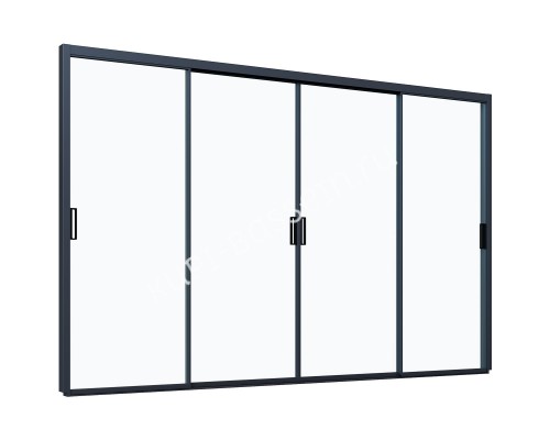 Стеклянная панель 2.35*3 м на 2х направляющих c рамкой