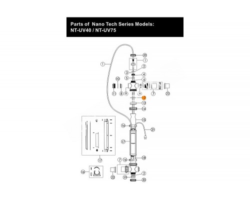 Крышка торцевая нижняя установки УФ Emaux Nano Tech NT-UV87-TO Ozone 87W 6201354