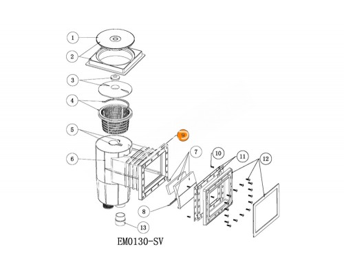 Фланец корпуса (п.9) скиммера Emaux EM00130-SV (01050168)