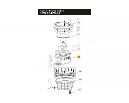 Корпус прожектора NP300-P, латунные вставки Emaux 01050148