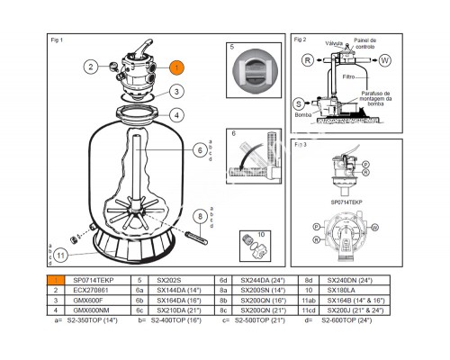 Вентиль 6-ти поз. (верхний 1 1/2") для фильтра S2 Kripsol  SP0714TE