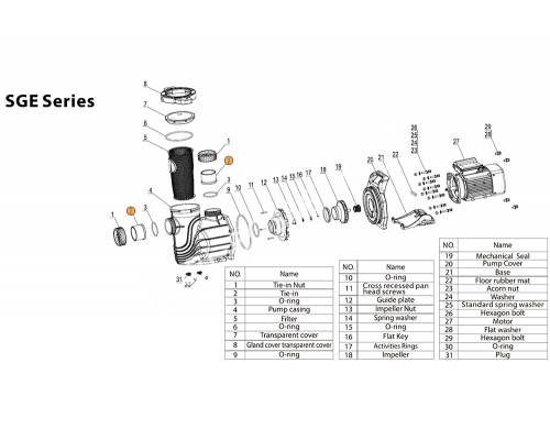 Рабочее колесо насоса SGE400T/SGE400ST Mayer Schwimmbad A03070171