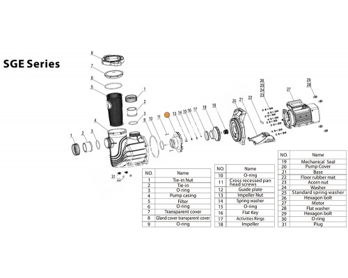 Рабочее колесо насоса SGE400T/SGE400ST Mayer Schwimmbad A03070171