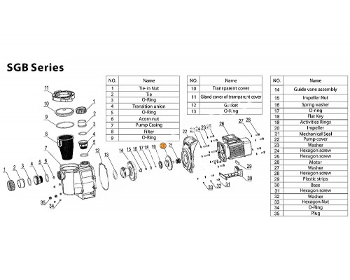 Рабочее колесо насоса SGB250 Mayer Schwimmbad A03050349