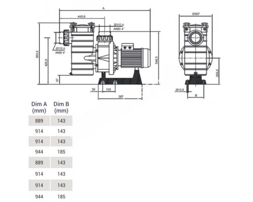Насос Hayward HCP40653E KAN610 T2.B IE3 (380В, ПФ, 84.2м?/ч*12м, 5.75кВт, 6.5лс) Уценка