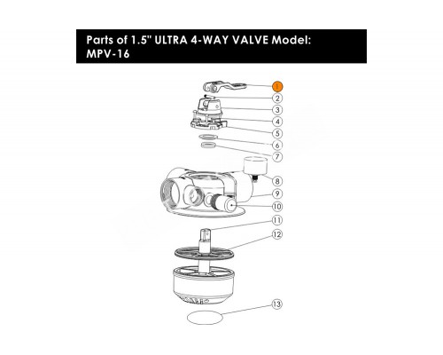 Ручка переключения режимов 4-x поз.вентиля (1,5"верх.) Emaux MPV-16 (01013130)