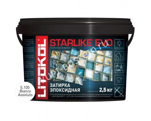 Затирочная смесь Litokol STARLIKE EVO Bianco Assoluto S.100 для бассейна 2.5 кг Затирочная смесь Litokol STARLIKE EVO Bianco Assoluto S.100 для бассейна 2.5 кг