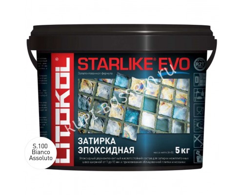 Затирочная смесь Litokol STARLIKE EVO Bianco Assoluto S.100, 5 кг для бассейна Затирочная смесь Litokol STARLIKE EVO Bianco Assoluto S.100, 5 кг для бассейна
