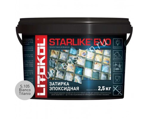 Затирочная смесь Litokol STARLIKE EVO Bianco Titanio S.105 для бассейна 2.5 кг Затирочная смесь Litokol STARLIKE EVO Bianco Titanio S.105 для бассейна 2.5 кг