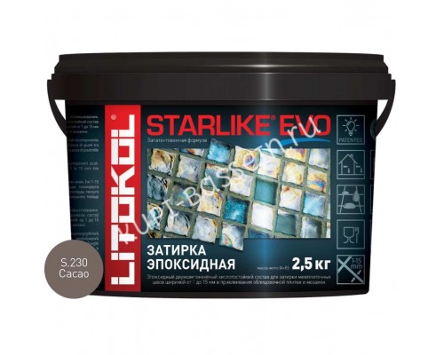 Затирочная смесь Litokol STARLIKE EVO Cacao S.230, 2.5 кг для бассейна Затирочная смесь Litokol STARLIKE EVO Cacao S.230, 2.5 кг для бассейна