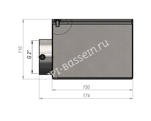 Донный слив под лайнер Aquaviva 2'', AISI 304 (150x150 мм) для бассейна