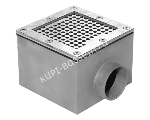 Донный слив под лайнер Aquaviva 2'', AISI 304 (150x150 мм) для бассейна