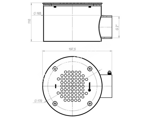 Донный слив под лайнер Aquaviva 2'', AISI 304 (D165 мм) для бассейна