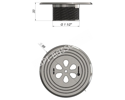 Форсунка донная прямоточная Aquaviva 1.5″, AISI 304, под бетон для бассейна