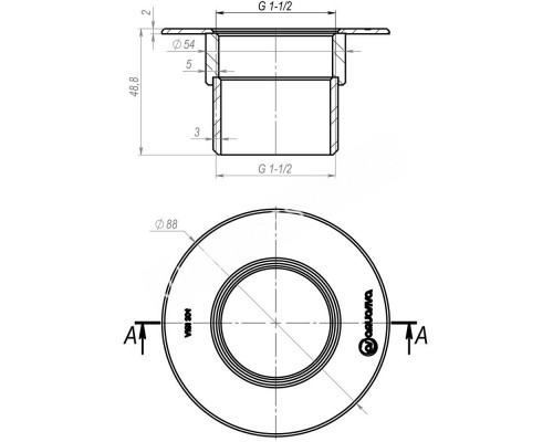 Форсунка пылесосная под бетон Aquaviva 1.5", AISI 304 для бассейна