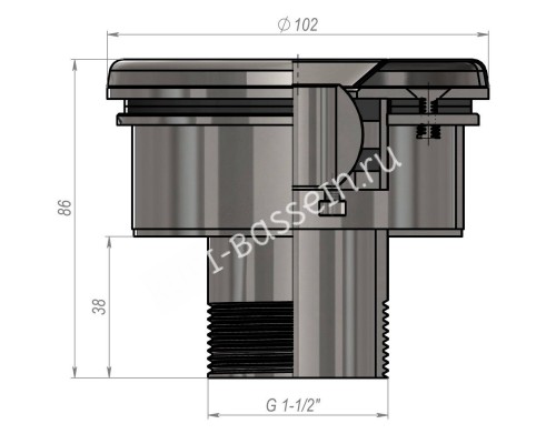Форсунка стеновая Aquaviva 1.5″, AISI 304, под лайнер для бассейна