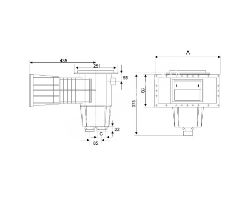 Скиммер под лайнер Waterline Wide с латунными вставками для бассейна