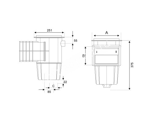 Скиммер под лайнер Waterline Standard с латунными вставками для бассейна