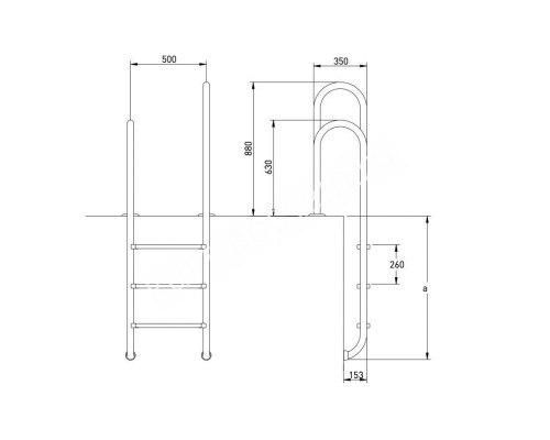 Лестница Hayward Asymmetric Muro AISI 304 (4 ступени) для бассейна