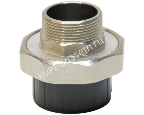 Муфта разборная переходная ПВХ/латунь НР d50x1-1/2" AQUAVIVA для бассейна Муфта разборная переходная ПВХ/латунь НР d50x1-1/2" AQUAVIVA для бассейна