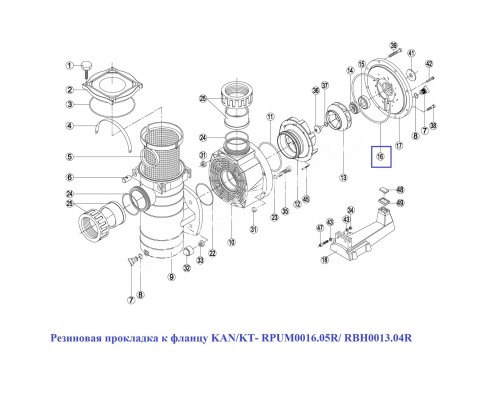 Резиновая прокладка к фланцу Kripsol KAN/KT для бассейна (RPUM0016.05R/RBH0013.04R)