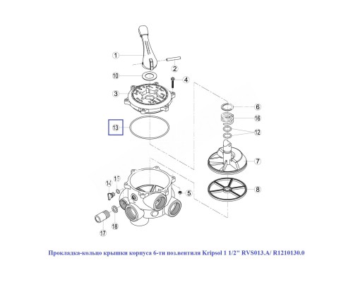 Прокладка-кольцо крышки корпуса 6-ти поз.вентиля Kripsol для бассейна