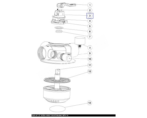 Фиксатор ручки клапана AquaViva 4-позиционного клапана MPV16 1013131