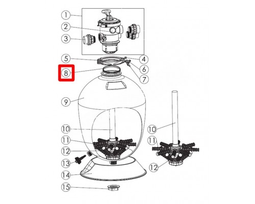 Резиновая прокладка Aquaviva под 6-ти поз. кран для бассейна