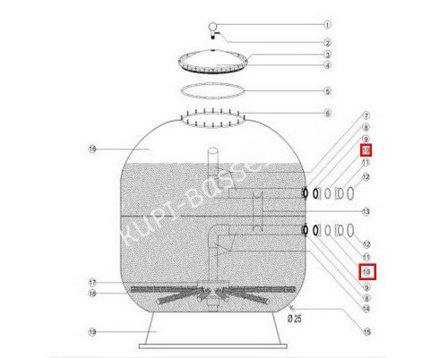 Плоская резиновая прокладка муфты-фланца Aquaviva 1400 мм для бассейна