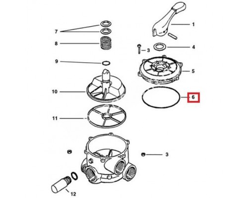 Уплотнительное кольцо под крышку 6-ти поз.вентиля 2" Hayward (SPX0715Z1)