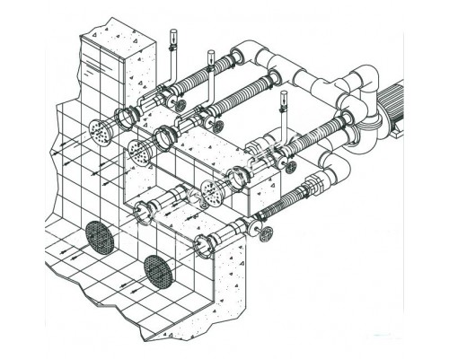 Проходы стеновые Fitstar 8640050 для Combi-Whirl, 3 форсунки, 2 водозабор, 240 мм