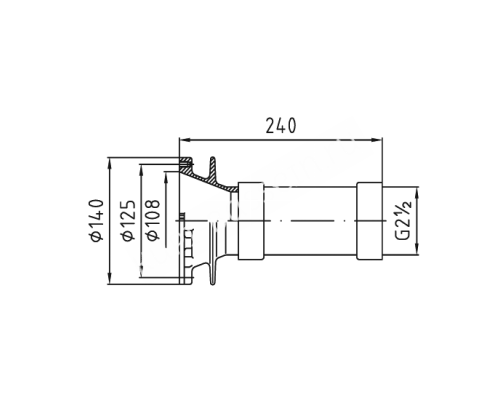 Проход стеновой Fitstar 8641050 для Combi-Whirl, ВР 2 1/2 ", под форсунку, 240 мм