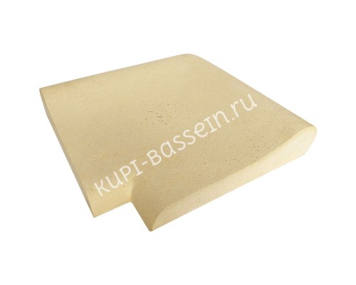 Внешний прямой угловой копинговый камень Carobbio Rustic с микроперфорированной поверхностью, 335x335 мм (песочный)