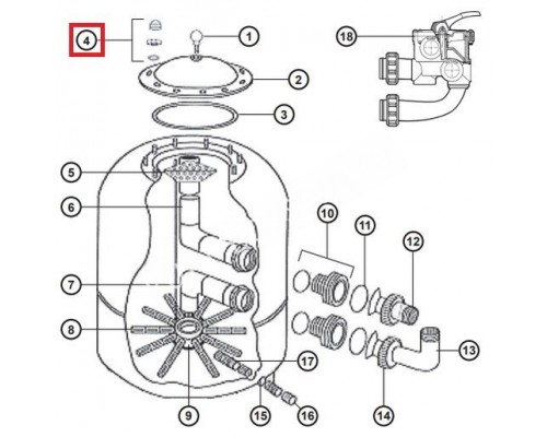 Гайка, шайба, колпачок крышки (комплект 8 шт.) NCX12027