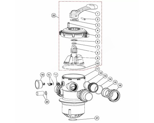 Кран шестиходовой MPV07  1,5'' с верх подкл Т/MFV (без муфт)
