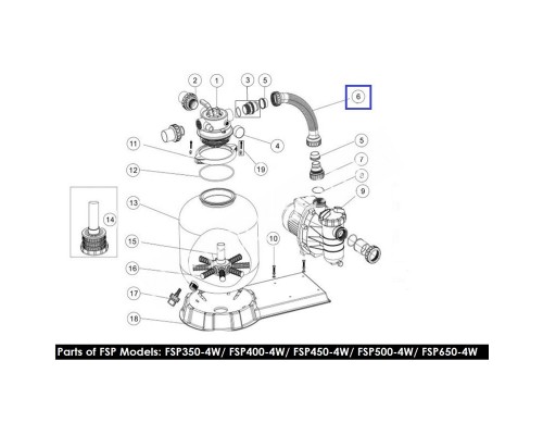 Шланг подключения с муфтами для ф/у Emaux FSP650-4-Way (89030701)