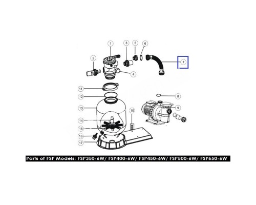 Шланг подключения с муфтами для ф/у Emaux FSP400-6-Way (89031601)