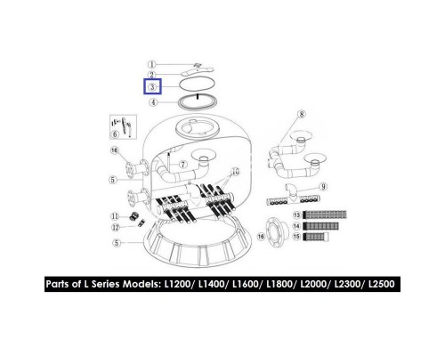 Резиновая прокладка для крышки фильтра Emaux L1200-1800 для бассейна Резиновая прокладка для крышки фильтра Emaux L1200-1800 для бассейна