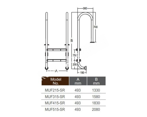 Лестница Emaux Muro MUF415-SR (4 ступени) Лестница Emaux Muro MUF415-SR (4 ступени)