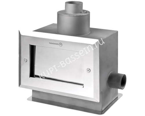 Скиммер с квадратной крышкой 25м2, 2" бетон, AISI 304 для бассейна