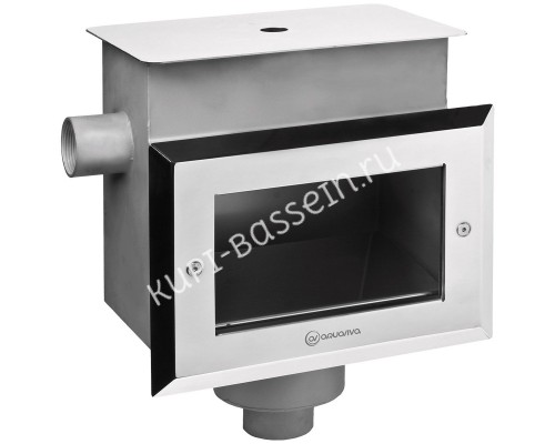 Скиммер с квадратной крышкой 25м2, 2" лайнер, AISI 304 для бассейна