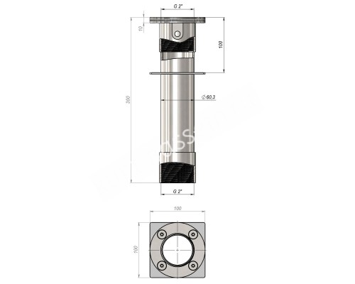Стеновой проход Aquaviva 2'', лайнер, AISI 304