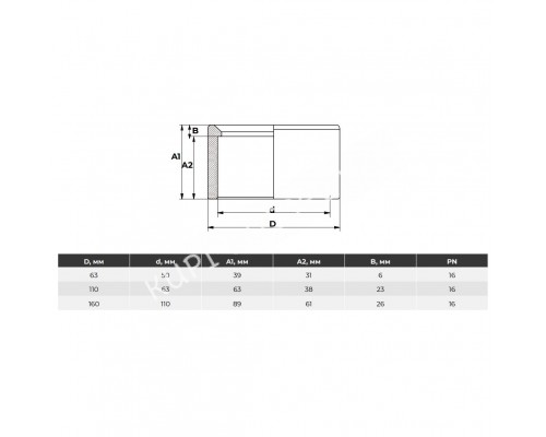 Редукционное кольцо d225x160 мм PN10 AQUAVIVA