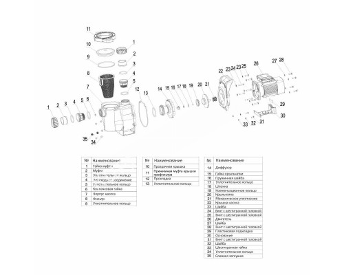 Насос AquaViva LX SWPA400 VS (220V, пф, 33m3/h*10m, 3kW, 4HP) для бассейна